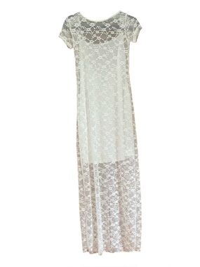 Wild Fable White Lace Maxi Dress NWT Short Sleeve Sheer Lace Overlay XS